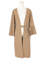 ベルト付きロングカーディガン/ベージュ