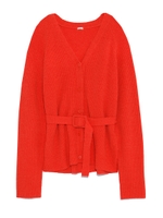 ベルト付ワイドリブニットカーディガン/ORG