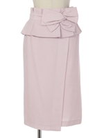 ペプラムベルト付タイトスカート/ピンク