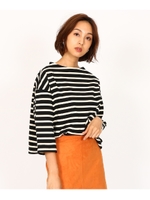 ボーダーボートネックプルオーバー/ブラック(319)