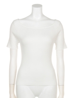 ボートネックリブニットPO/O/WHT