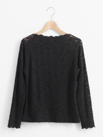 ボトルスカラップレーストップス/ブラック