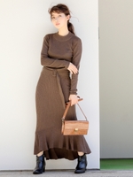 マーメイドニットワンピース/ブラウン