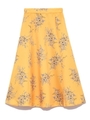 ミモレフレアプリントスカート/YEL