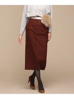 モールスキンボタンタイトスカート/ボルドー