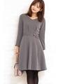 モイスティーヌベルト付きワンピース/チャコール2(022)