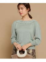 モチーフレースニットプルオーバー/ライトグリーン(021)