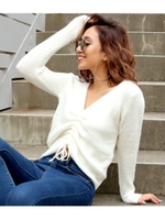 【Anap USA】 モヘヤタッチセンターギャザーニットトップス/ホワイト(001)