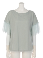 ライトベネ×チュールブラウス/ミント