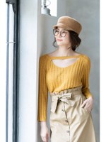 ラインチョーカーニット/yellow