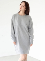 ライン切替スウェットワンピース/杢グレー