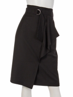 ラッフルタイトスカート/ブラック