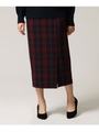 ラップ風チェックタイトスカート/ワインレッド(263)