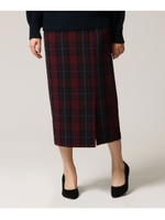 ラップ風チェックタイトスカート/ワインレッド(263)