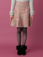 ラメジャカードフレアミニスカート/ピンク柄系