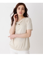 ラメドレープネックカットソー/ライトベージュ(451)