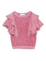 ラメフリルニットプルオーバー/PNK