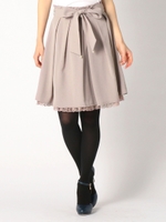 リボン付女の子タックスカート/紫系