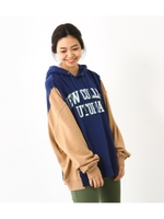 リメイク バイカラー パーカー/NVY