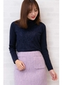 レースオフタートルニット/ネイビー(120)