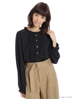 レースピンタックブラウス/クロ