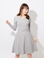 レースマフラー刺繍ニットフレアワンピース/モクグレイ