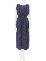 レトロドットロングワンピース/ネイビー