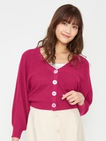 ワッフル深Ｖカーディガン/ピンク