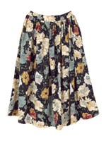 ヴィンテージフラワーフレアスカート/ネイビー