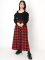 起毛チェックロングSK/レッド