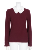 起毛リブ衿付きTOPS/ボルドー