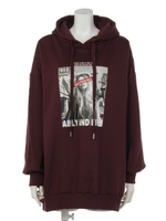 起毛裏毛フォトフーデットチュニック/ボルドー