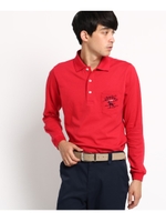 胸ポケット付き　長袖ポロシャツ メンズ/レッド(062)