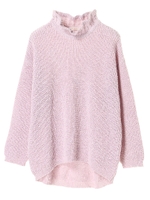 襟フリルニットプルオーバー/ライラック