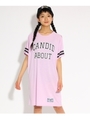 肩あきカレッジロゴ Tシャツ ワンピース/ライトパープル(081)