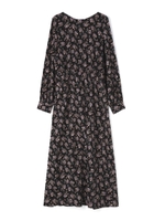 小花プリントボリュームスリーブワンピース/ブラック×パープルフラワー1(011)