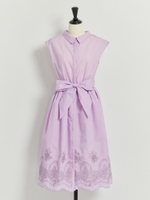 裾レース刺繍シャツワンピ/ラベンダー