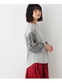袖刺繍切り替えプルオーバー/グレー(012)
