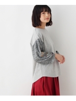 袖刺繍切り替えプルオーバー/グレー(012)