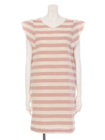 太ボーダーフリルワンピ/ピンク