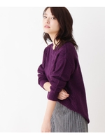 地柄ニットプルオーバー/パープル(083)