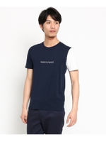 配色スリーブ 半袖Tシャツ/ネイビー(593)