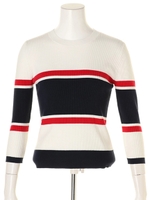 配色ボーダーニット/レッド