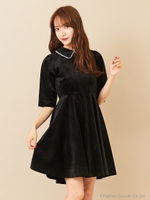 別珍フレアワンピース/ブラック