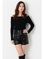 ショルダージップオフショルダーニットTOP/BLACK