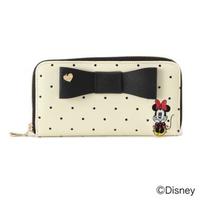 【30%OFF】DISNEY ミニーマウスリボンつきフェイクレザー長財布