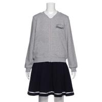 【30%OFF】トレーナーブルゾン×ラインスカートセット