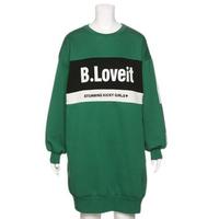 【30%OFF】フロントカラー切り替え裏起毛ワンピース