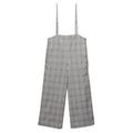 【40%OFF】サスペンダーつきチェックハイウエストワイドパンツ
