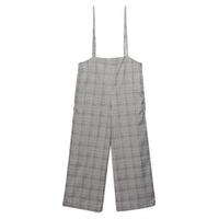 【40%OFF】サスペンダーつきチェックハイウエストワイドパンツ